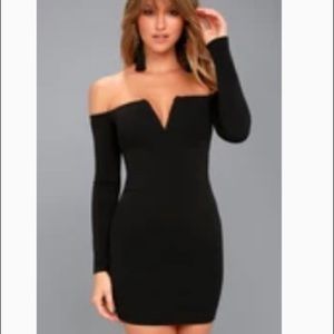 Lulus - black, off shoulder, long sleeve, bodycon dress